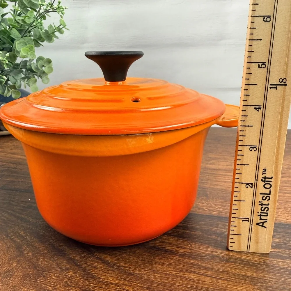 Le Creuset Flame Orange Enameled Cast Iron Saucepan #16 With Lid France